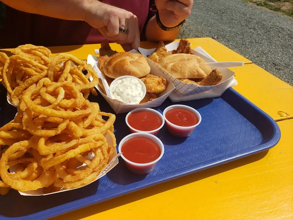Haddock Sandwich and Onion Rings